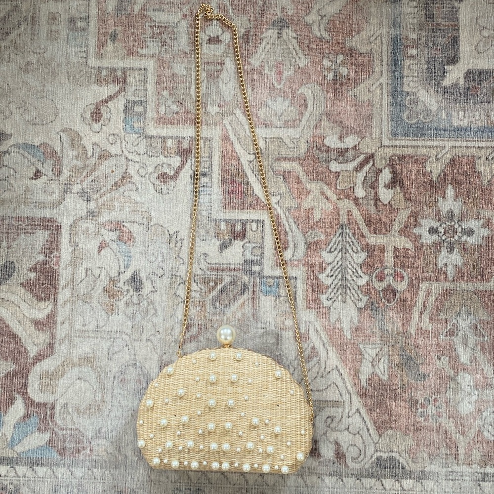 Woven and Pearl clutch